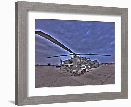 Seven Exposure HDR Image of a Stationary AH-64D Apache Helicopter-Stocktrek Images-Framed Photographic Print