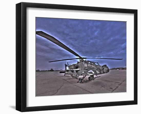 Seven Exposure HDR Image of a Stationary AH-64D Apache Helicopter-Stocktrek Images-Framed Photographic Print