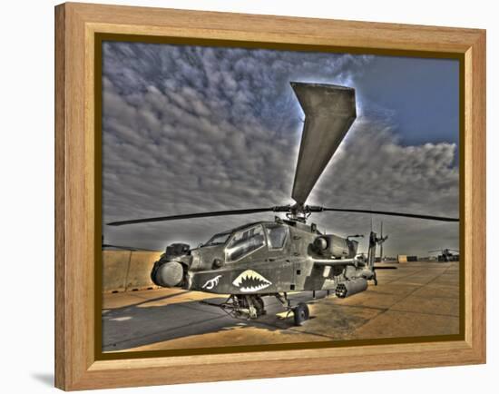 Seven Exposure HDR Image of a Stationary AH-64D Apache Helicopter-Stocktrek Images-Framed Premier Image Canvas
