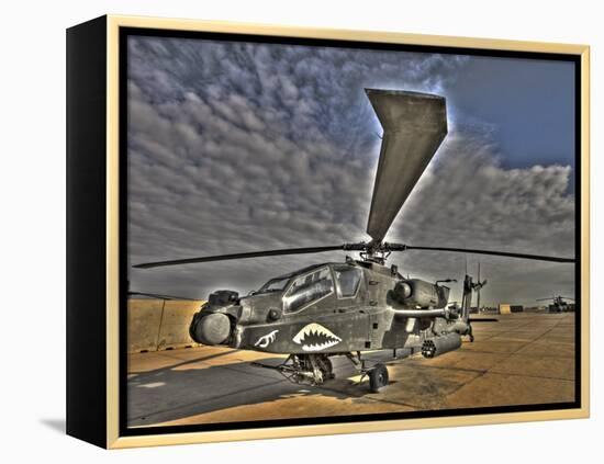 Seven Exposure HDR Image of a Stationary AH-64D Apache Helicopter-Stocktrek Images-Framed Premier Image Canvas