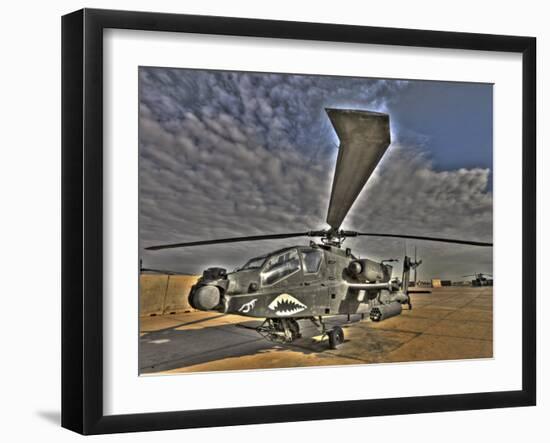 Seven Exposure HDR Image of a Stationary AH-64D Apache Helicopter-Stocktrek Images-Framed Photographic Print