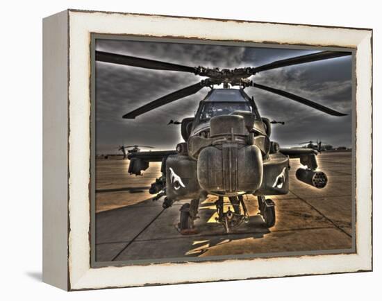 Seven Exposure HDR Image of an AH-64D Apache Helicopter as it Sits on its Pad-Stocktrek Images-Framed Premier Image Canvas