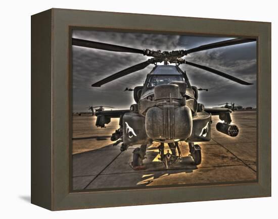 Seven Exposure HDR Image of an AH-64D Apache Helicopter as it Sits on its Pad-Stocktrek Images-Framed Premier Image Canvas