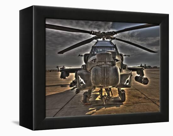Seven Exposure HDR Image of an AH-64D Apache Helicopter as it Sits on its Pad-Stocktrek Images-Framed Premier Image Canvas
