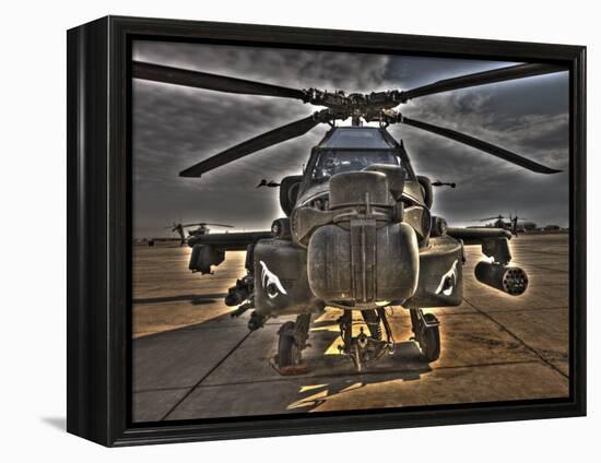 Seven Exposure HDR Image of an AH-64D Apache Helicopter as it Sits on its Pad-Stocktrek Images-Framed Premier Image Canvas