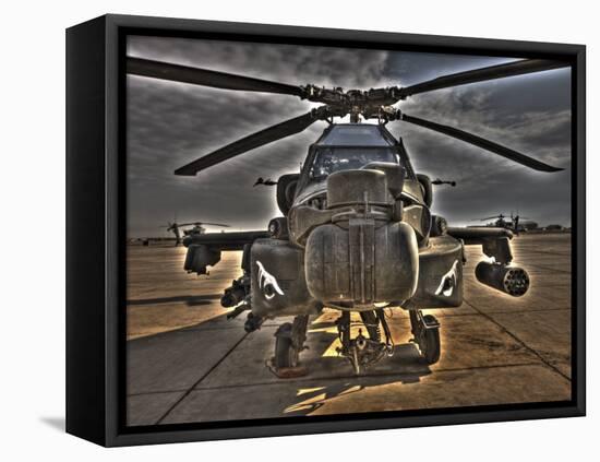 Seven Exposure HDR Image of an AH-64D Apache Helicopter as it Sits on its Pad-Stocktrek Images-Framed Premier Image Canvas