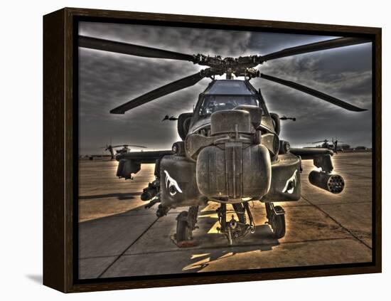 Seven Exposure HDR Image of an AH-64D Apache Helicopter as it Sits on its Pad-Stocktrek Images-Framed Premier Image Canvas