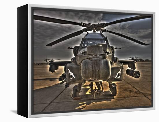 Seven Exposure HDR Image of an AH-64D Apache Helicopter as it Sits on its Pad-Stocktrek Images-Framed Premier Image Canvas