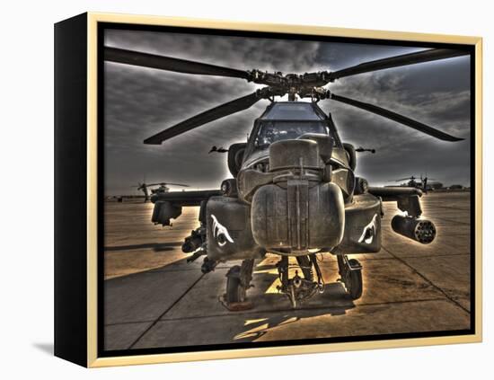 Seven Exposure HDR Image of an AH-64D Apache Helicopter as it Sits on its Pad-Stocktrek Images-Framed Premier Image Canvas