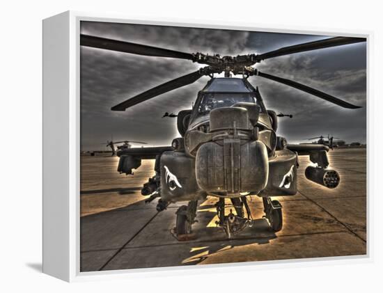 Seven Exposure HDR Image of an AH-64D Apache Helicopter as it Sits on its Pad-Stocktrek Images-Framed Premier Image Canvas