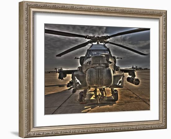 Seven Exposure HDR Image of an AH-64D Apache Helicopter as it Sits on its Pad-Stocktrek Images-Framed Photographic Print