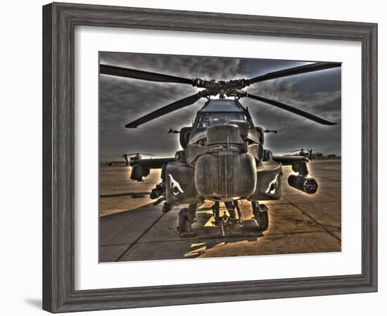 Seven Exposure HDR Image of an AH-64D Apache Helicopter as it Sits on its Pad-Stocktrek Images-Framed Photographic Print