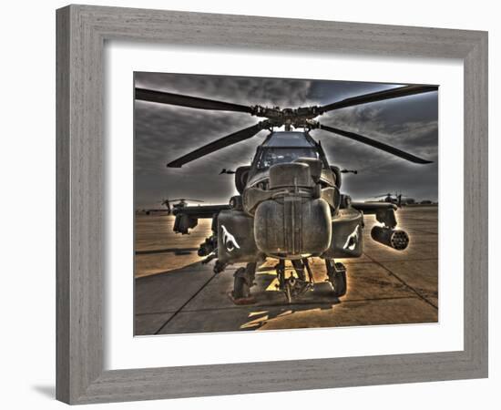 Seven Exposure HDR Image of an AH-64D Apache Helicopter as it Sits on its Pad-Stocktrek Images-Framed Photographic Print