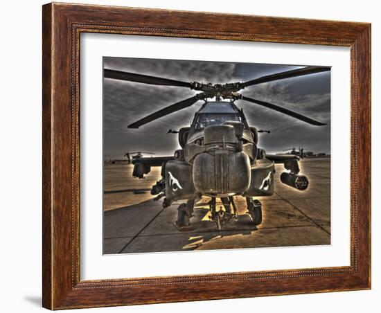 Seven Exposure HDR Image of an AH-64D Apache Helicopter as it Sits on its Pad-Stocktrek Images-Framed Photographic Print