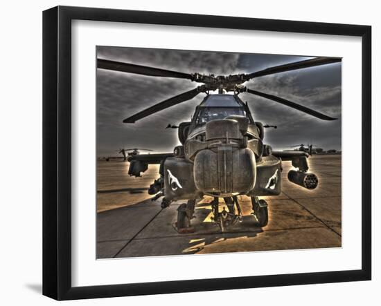 Seven Exposure HDR Image of an AH-64D Apache Helicopter as it Sits on its Pad-Stocktrek Images-Framed Photographic Print