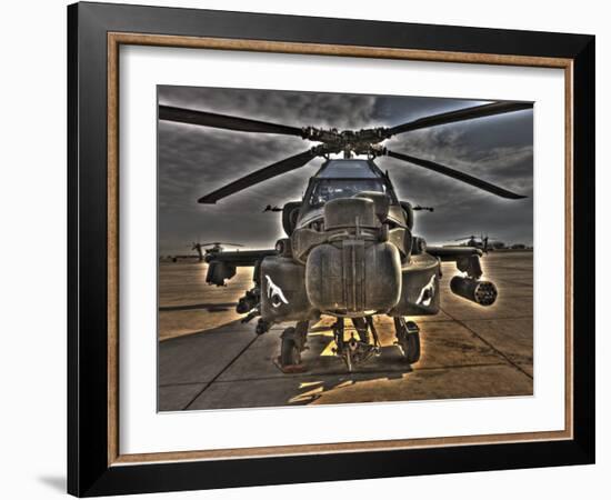 Seven Exposure HDR Image of an AH-64D Apache Helicopter as it Sits on its Pad-Stocktrek Images-Framed Photographic Print