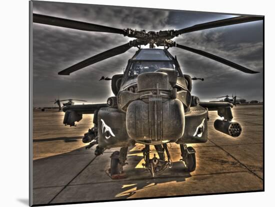 Seven Exposure HDR Image of an AH-64D Apache Helicopter as it Sits on its Pad-Stocktrek Images-Mounted Photographic Print