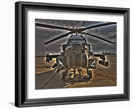 Seven Exposure HDR Image of an AH-64D Apache Helicopter as it Sits on its Pad-Stocktrek Images-Framed Photographic Print