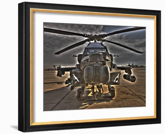 Seven Exposure HDR Image of an AH-64D Apache Helicopter as it Sits on its Pad-Stocktrek Images-Framed Photographic Print