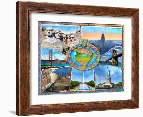 Seven Man Made Wonders of the USA-Adrian Chesterman-Framed Art Print