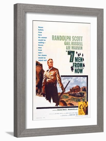 Seven Men from Now, (Aka 7 Men from Now), Left: Randolph Scott, 1956-null-Framed Art Print