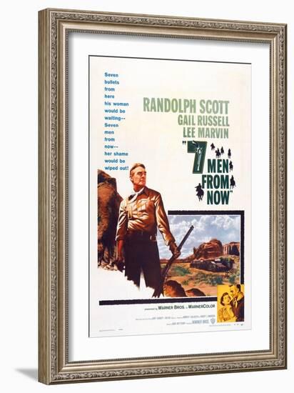 Seven Men from Now, (Aka 7 Men from Now), Left: Randolph Scott, 1956-null-Framed Premium Giclee Print