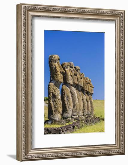 Seven Moai at Ahu Akivi, the First Restored Altar-Michael Nolan-Framed Photographic Print