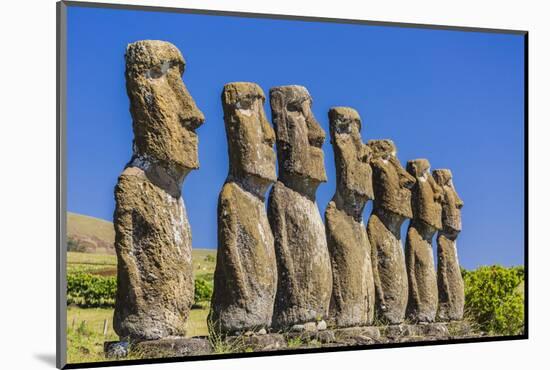 Seven Moai at Ahu Akivi, the First Restored Altar-Michael Nolan-Mounted Photographic Print