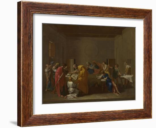Seven Sacraments: Extreme Unction, Ca 1637-1640-Nicolas Poussin-Framed Giclee Print