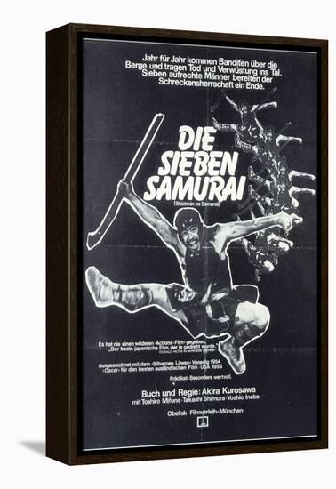 Seven Samurai, German Movie Poster, 1954-null-Framed Stretched Canvas