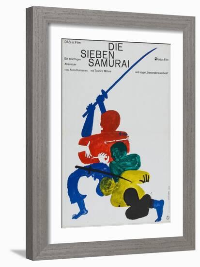 Seven Samurai, German Movie Poster, 1954-null-Framed Premium Giclee Print