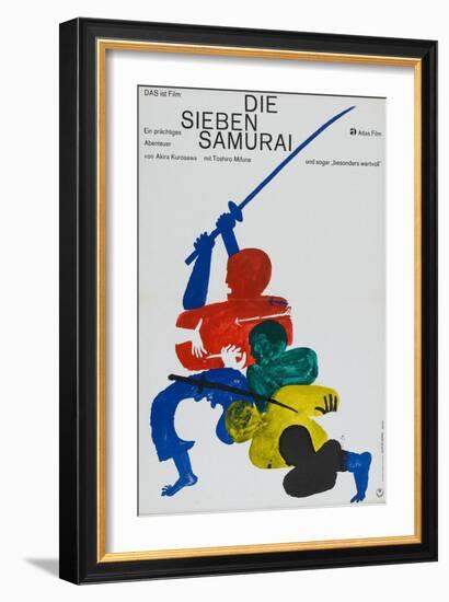 Seven Samurai, German Movie Poster, 1954-null-Framed Premium Giclee Print