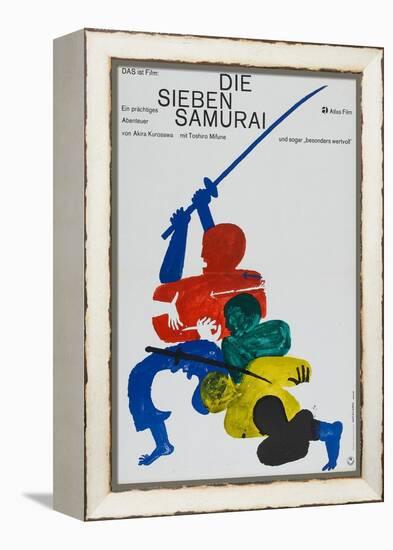 Seven Samurai, German Movie Poster, 1954-null-Framed Stretched Canvas