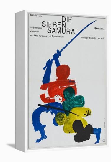 Seven Samurai, German Movie Poster, 1954-null-Framed Stretched Canvas