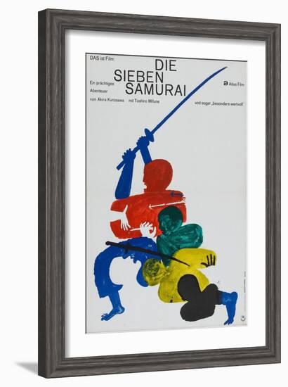 Seven Samurai, German Movie Poster, 1954-null-Framed Art Print