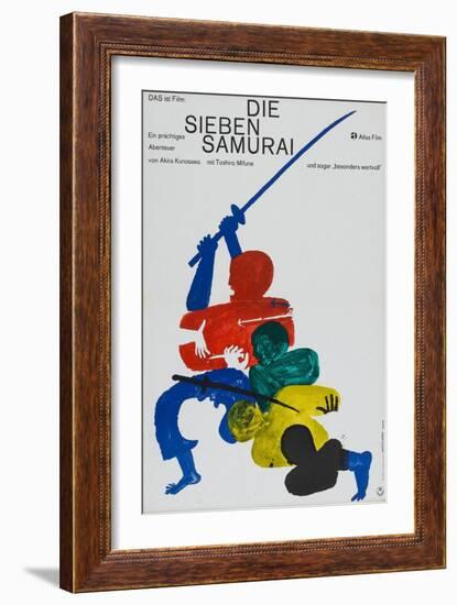 Seven Samurai, German Movie Poster, 1954-null-Framed Art Print