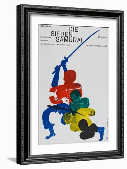 Seven Samurai, German Movie Poster, 1954-null-Framed Art Print