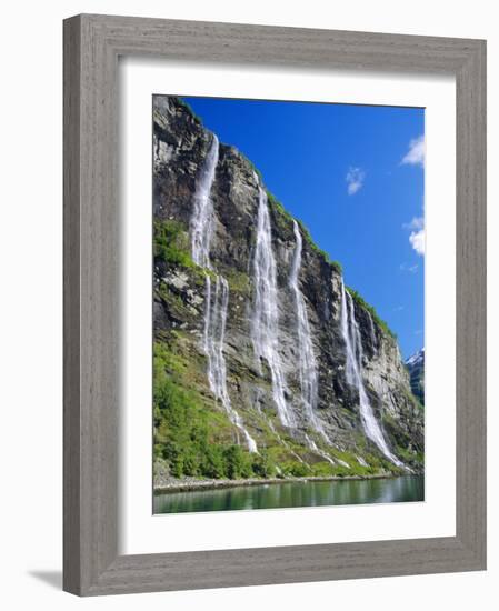 Seven Sisters Falls as Seen from Ferry, Geiranger Fjord, Norway, Europe-Anthony Waltham-Framed Photographic Print