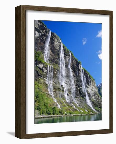 Seven Sisters Falls as Seen from Ferry, Geiranger Fjord, Norway, Europe-Anthony Waltham-Framed Photographic Print