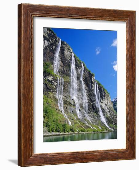 Seven Sisters Falls as Seen from Ferry, Geiranger Fjord, Norway, Europe-Anthony Waltham-Framed Photographic Print