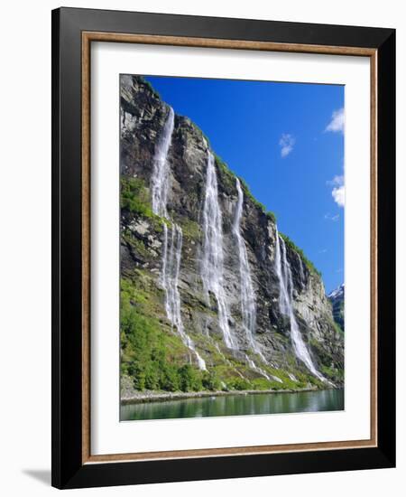 Seven Sisters Falls as Seen from Ferry, Geiranger Fjord, Norway, Europe-Anthony Waltham-Framed Photographic Print