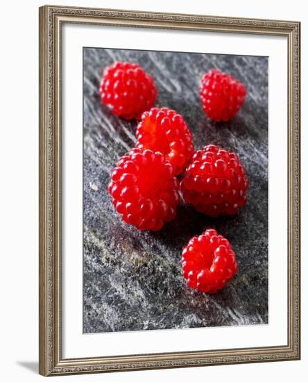 Several Japanese Wineberries on a Stone Board-Paul Williams-Framed Photographic Print