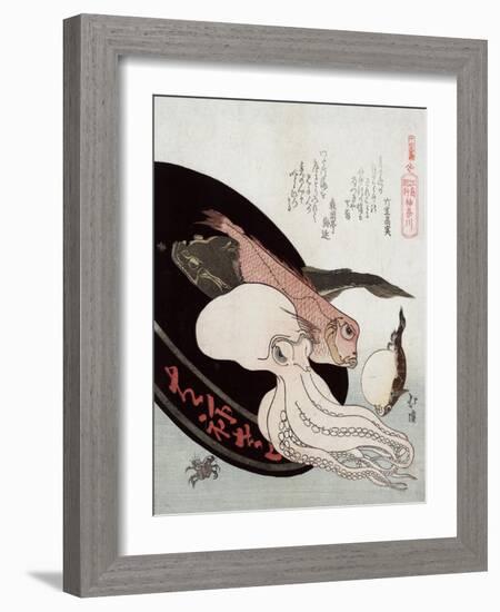 Several Kinds of Fish, Japanese Wood-Cut Print-Lantern Press-Framed Art Print