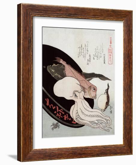 Several Kinds of Fish, Japanese Wood-Cut Print-Lantern Press-Framed Art Print