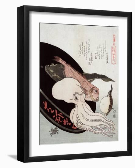 Several Kinds of Fish, Japanese Wood-Cut Print-Lantern Press-Framed Art Print