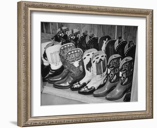 Several Pairs of Cowboy Boots from the 21 Club's Jack Kriendler's Collection-Eric Schaal-Framed Photographic Print