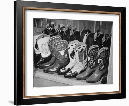 Several Pairs of Cowboy Boots from the 21 Club's Jack Kriendler's Collection-Eric Schaal-Framed Photographic Print