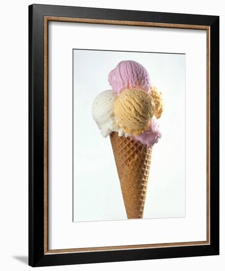 Several Scoops of Different Ice Cream in One Cone-Stefan Oberschelp-Framed Photographic Print