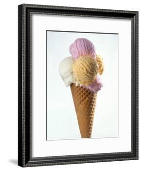 Several Scoops of Different Ice Cream in One Cone-Stefan Oberschelp-Framed Photographic Print