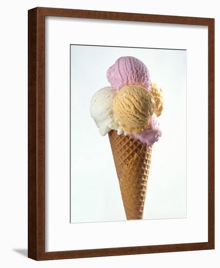 Several Scoops of Different Ice Cream in One Cone-Stefan Oberschelp-Framed Photographic Print